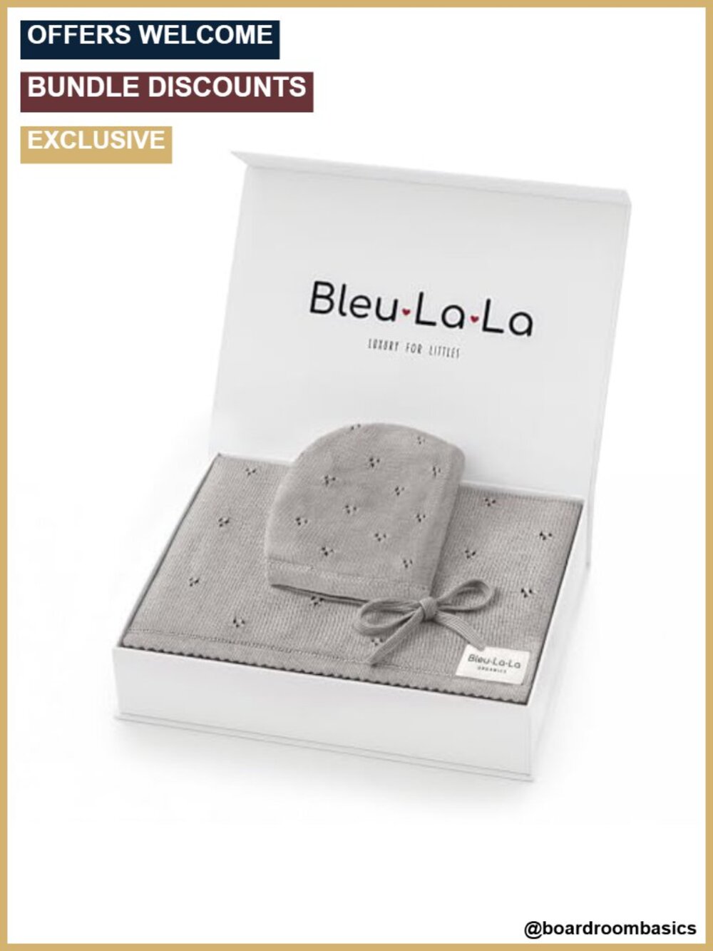 Organic Cotton Baby Blanket & Hat Gift Set - Newborn Swaddle Shower Gift